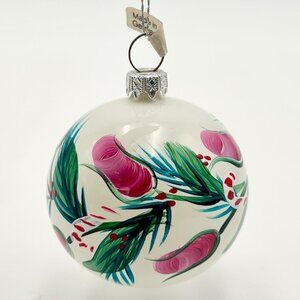 Artist-Signeed, Hand-Painted Glass Christmas Ornament | Made In Germany | Tulip